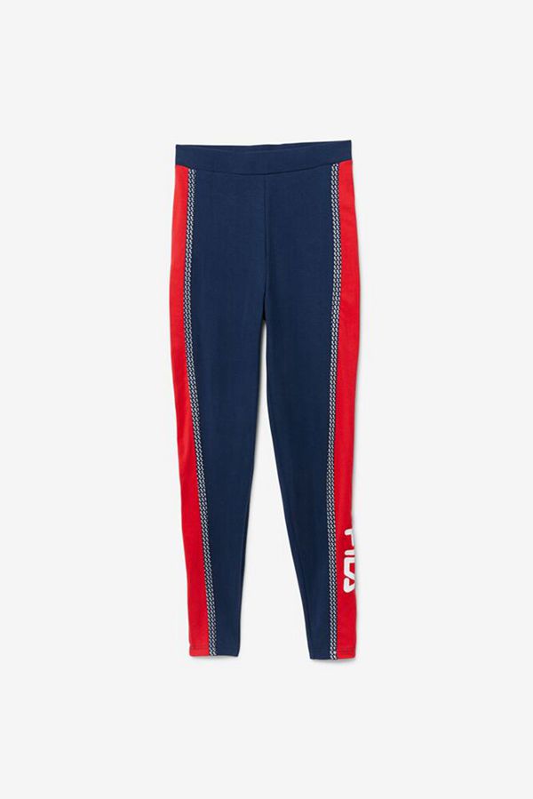 Fila Ona Side Stripe Women's Leggings - Navy/Red/White,NZ 630-91423